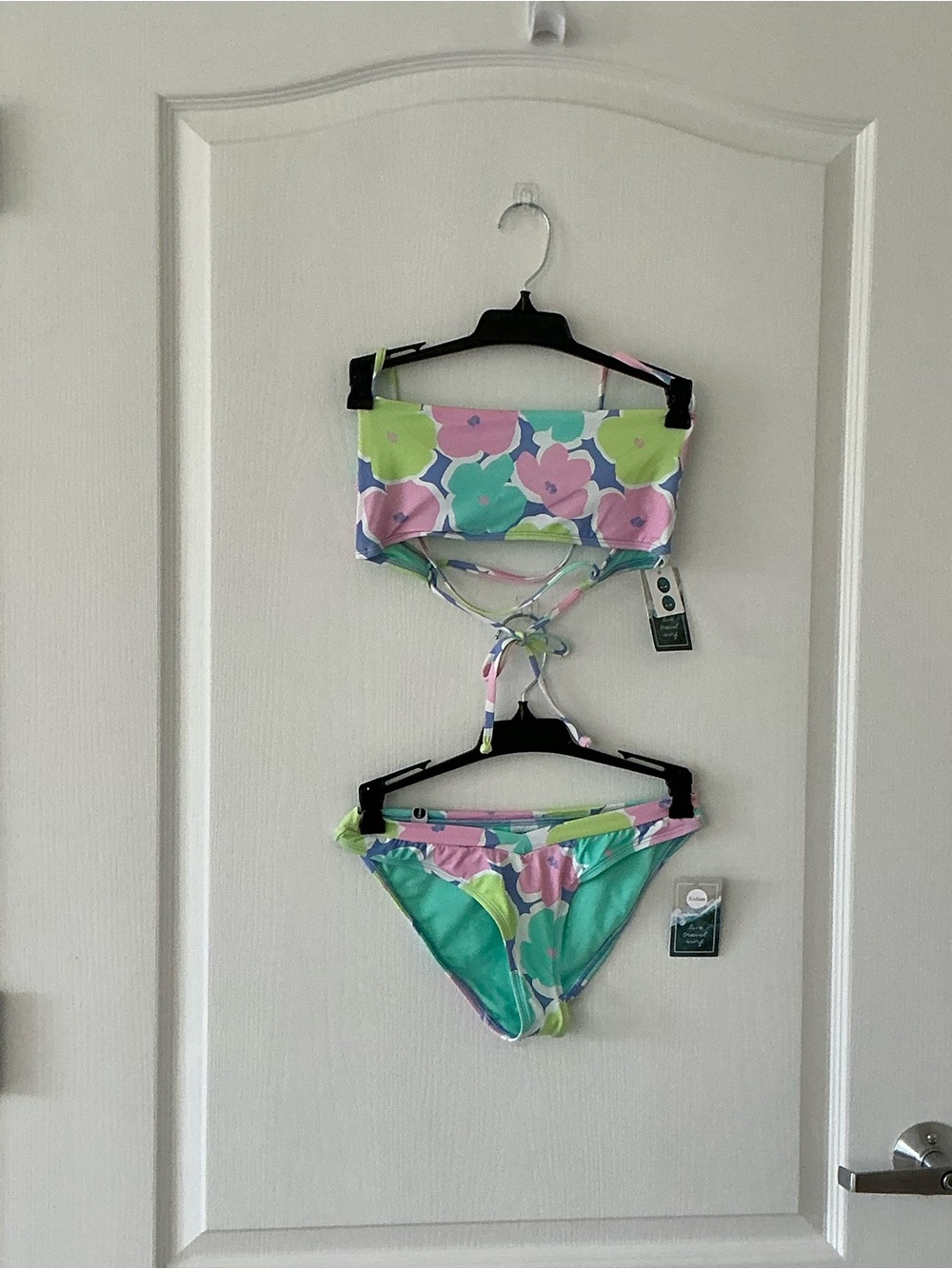 NWT Eidon Pop Floral "ROSE" Bandeau Wear 2 Ways Top With "V LOW RIDER" Set